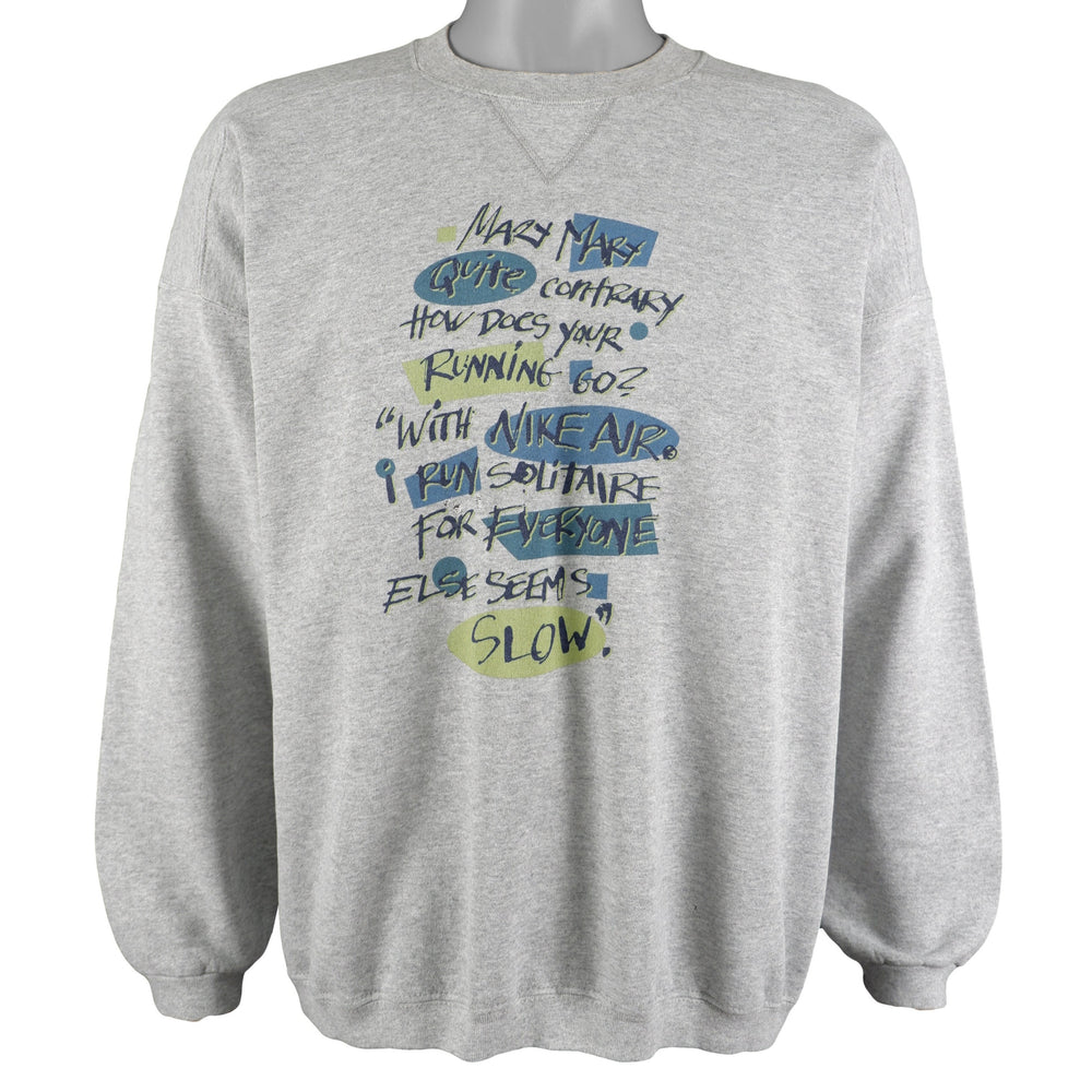 Nike - Grey Just Do It, Mary Spell-Out Crew Neck Sweatshirt 1990s Medium Vintage Retro
