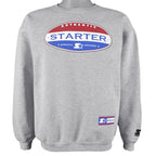 Starter - Grey Spell-Out Crew Neck Sweatshirt 1990s Medium Vintage Retro