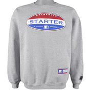 Starter - Grey Spell-Out Crew Neck Sweatshirt 1990s Medium Vintage Retro
