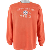 Tommy Hilfiger - Orange spell-Out Crew Neck Sweatshirt 1990s X-Large Vintage Retro