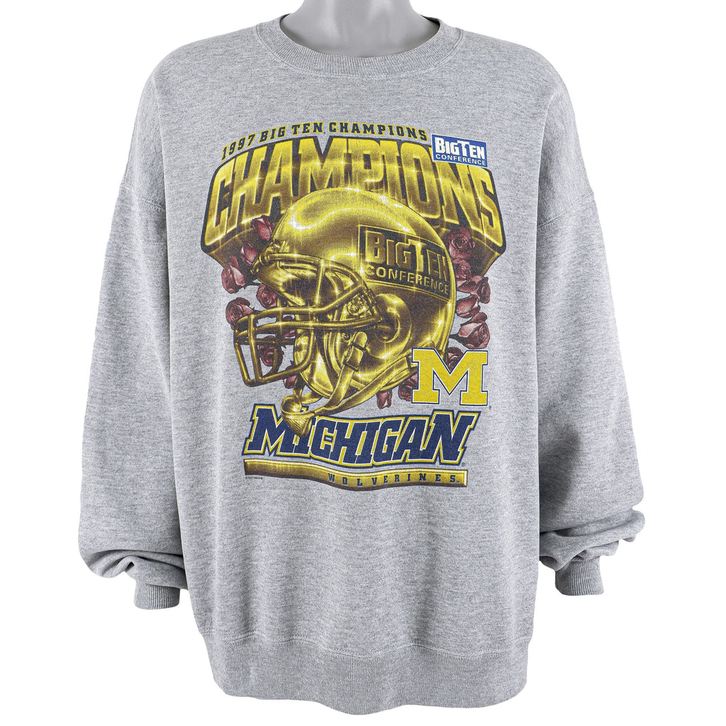 NFL (Nutmeg) - Michigan Wolverines Crew Neck Sweatshirt 1997 XX-Large Vintage Retro Football
