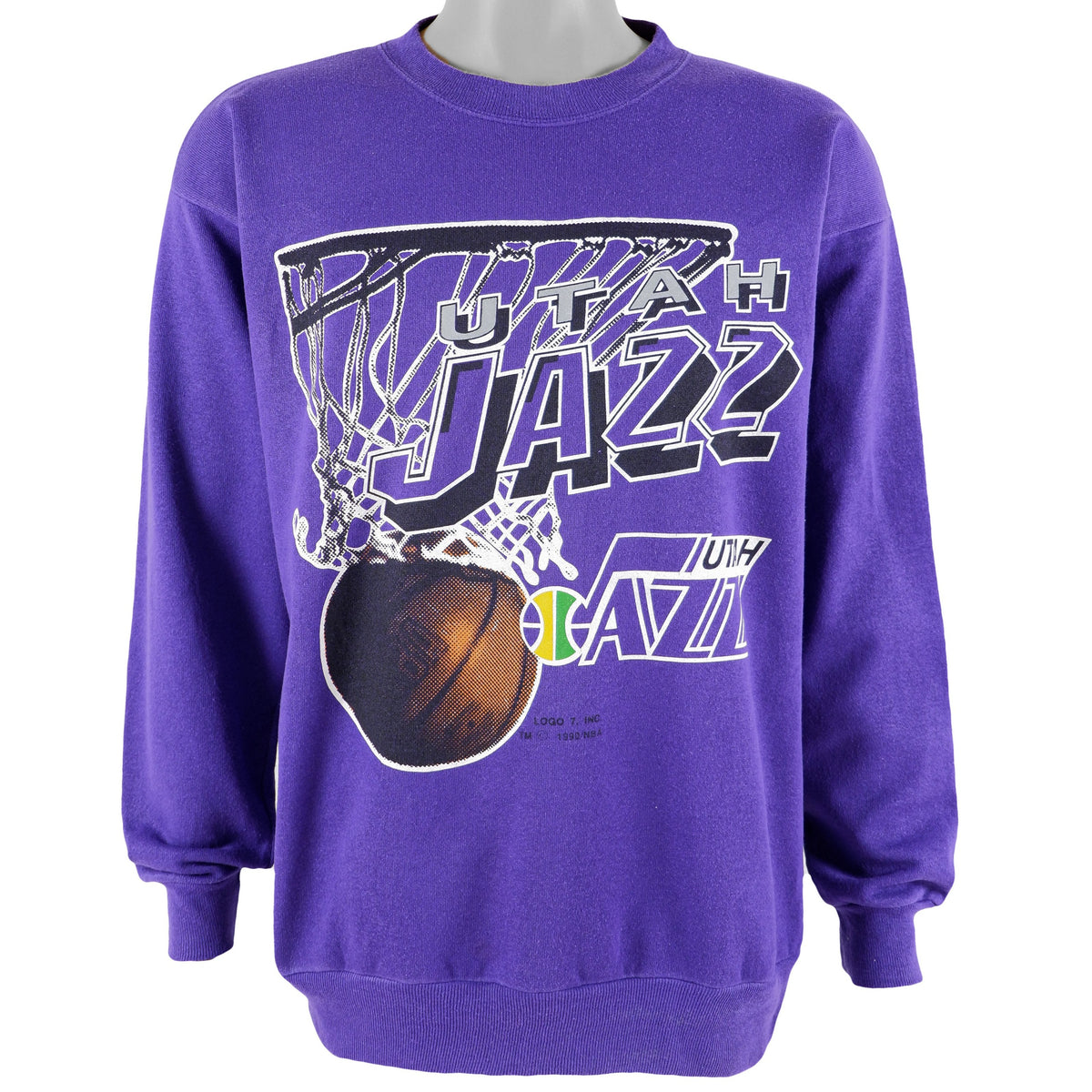 NBA (Tultex) - Utah Jazz Crew Neck Sweatshirt 1990 Large Vintage Retro Basketball