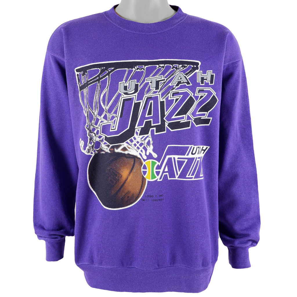 NBA (Tultex) - Utah Jazz Crew Neck Sweatshirt 1990 Large Vintage Retro Basketball
