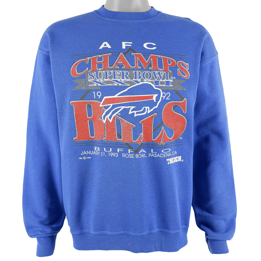 NFL (Trench) - Buffalo Bills Spell-Out Crew Neck Sweatshirt 1992 Large Vintage Retro Football