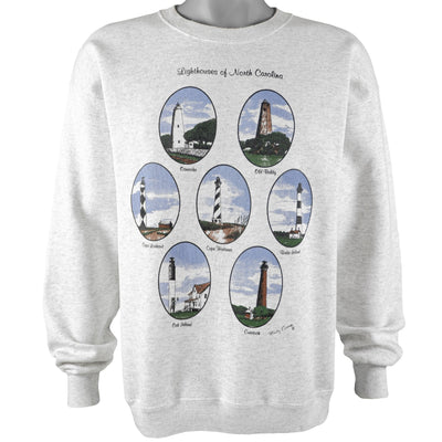 Vintage (Lee) - Lighthouses of North Carolina Crew Neck Sweatshirt 1990s Large