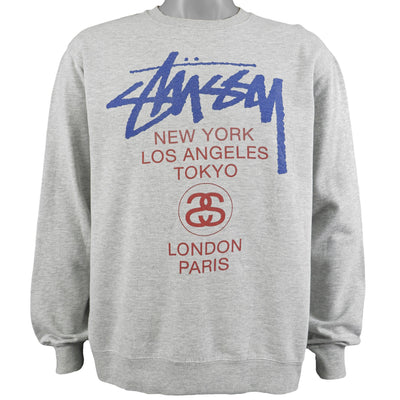 Stussy - New York, LA, Tokyo, London, Paris Crew Neck Sweatshirt Medium