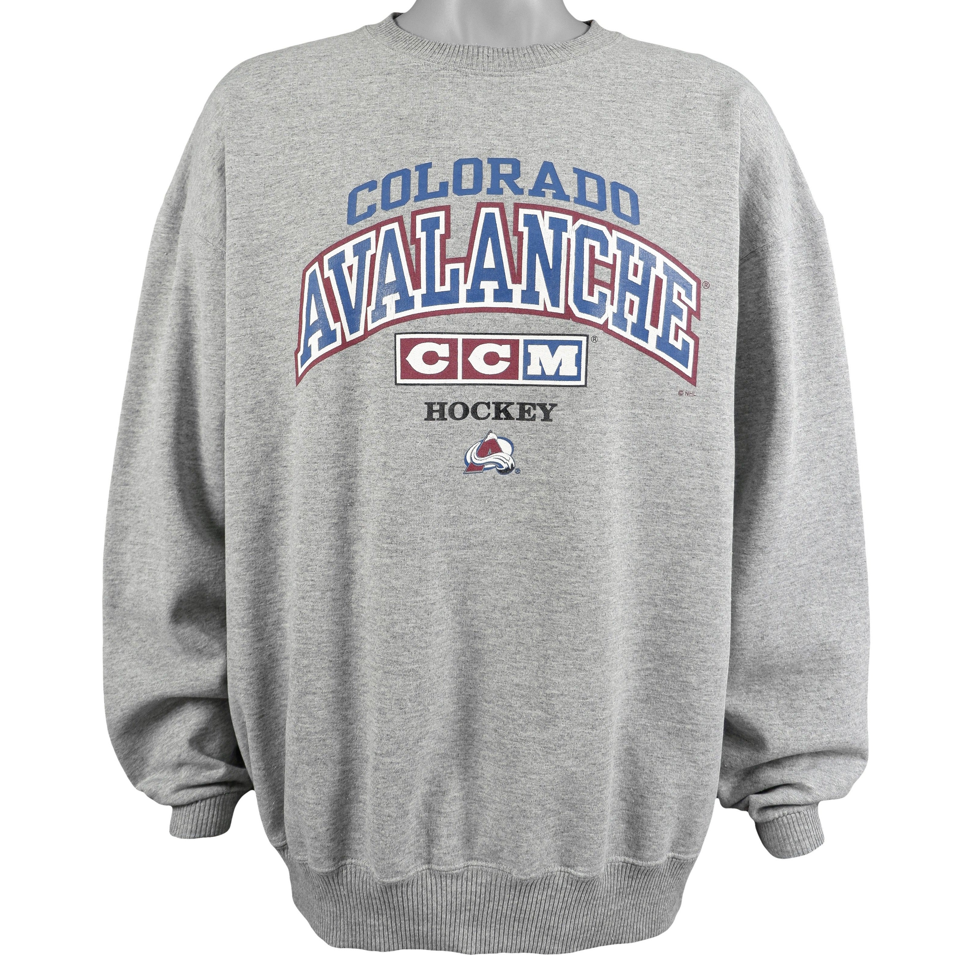 NHL (CCM) - Colorado Avalanche Spell-Out Sweatshirt 1990s X-Large Vintage Retro Hockey
