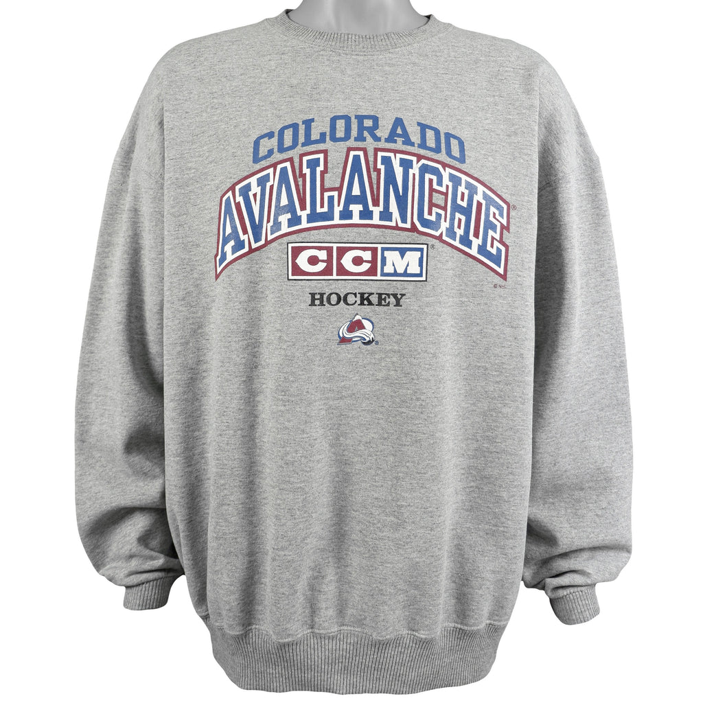 NHL (CCM) - Colorado Avalanche Spell-Out Sweatshirt 1990s X-Large Vintage Retro Hockey