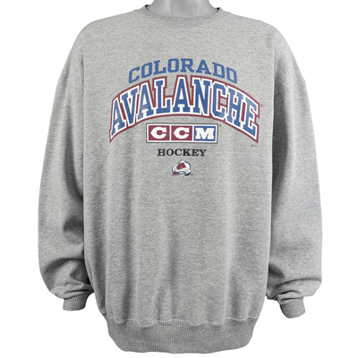 NHL (CCM) - Colorado Avalanche Spell-Out Crew Neck Sweatshirt 1990s X-Large