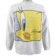 Looney Tunes - Grey Tweety Crew Neck Sweatshirt 1997 Large Vintage Retro