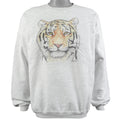 Vintage (Hanes) - Grey Tiger Printed Crew Neck Sweatshirt 1990s X-Large Vintage Retro 
