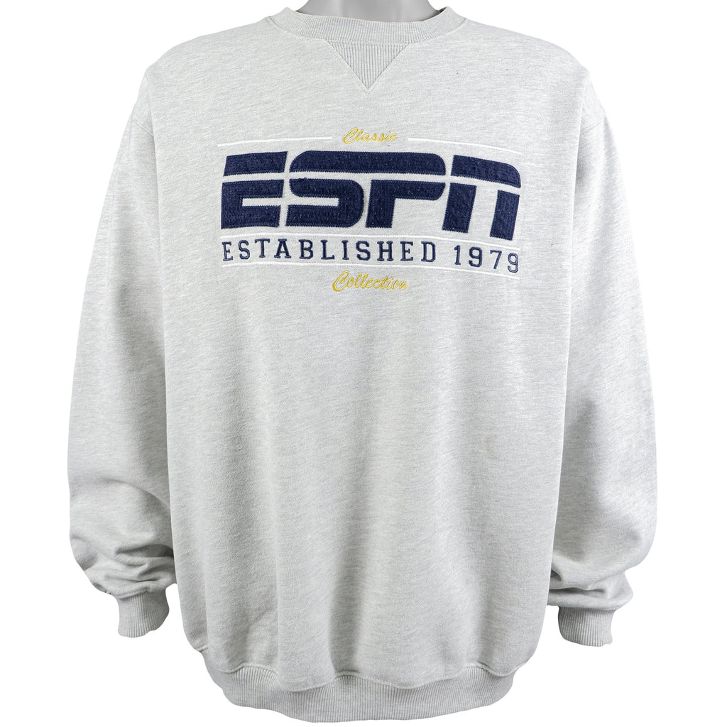 Vintage - Grey ESPN Collection Crew Neck Sweatshirt 1990s X-Large Vintage Retro