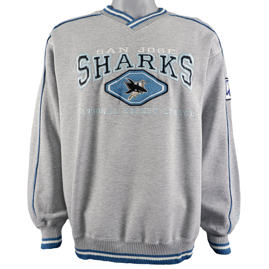 NHL (Lee) - San Jose Sharks Crew Neck Sweatshirt 1990s Large Vintage Retro Hockey