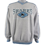 NHL (Lee) - San Jose Sharks Crew Neck Sweatshirt 1990s Large Vintage Retro Hockey