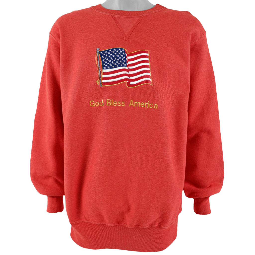 Vintage - God Bless America Crew Neck Sweatshirt 1990s Large Vintage Retro