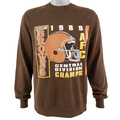 NFL (Trench) - Cleveland Browns, AFC Central Division Champs Crew Neck Sweatshirt 1989 Medium