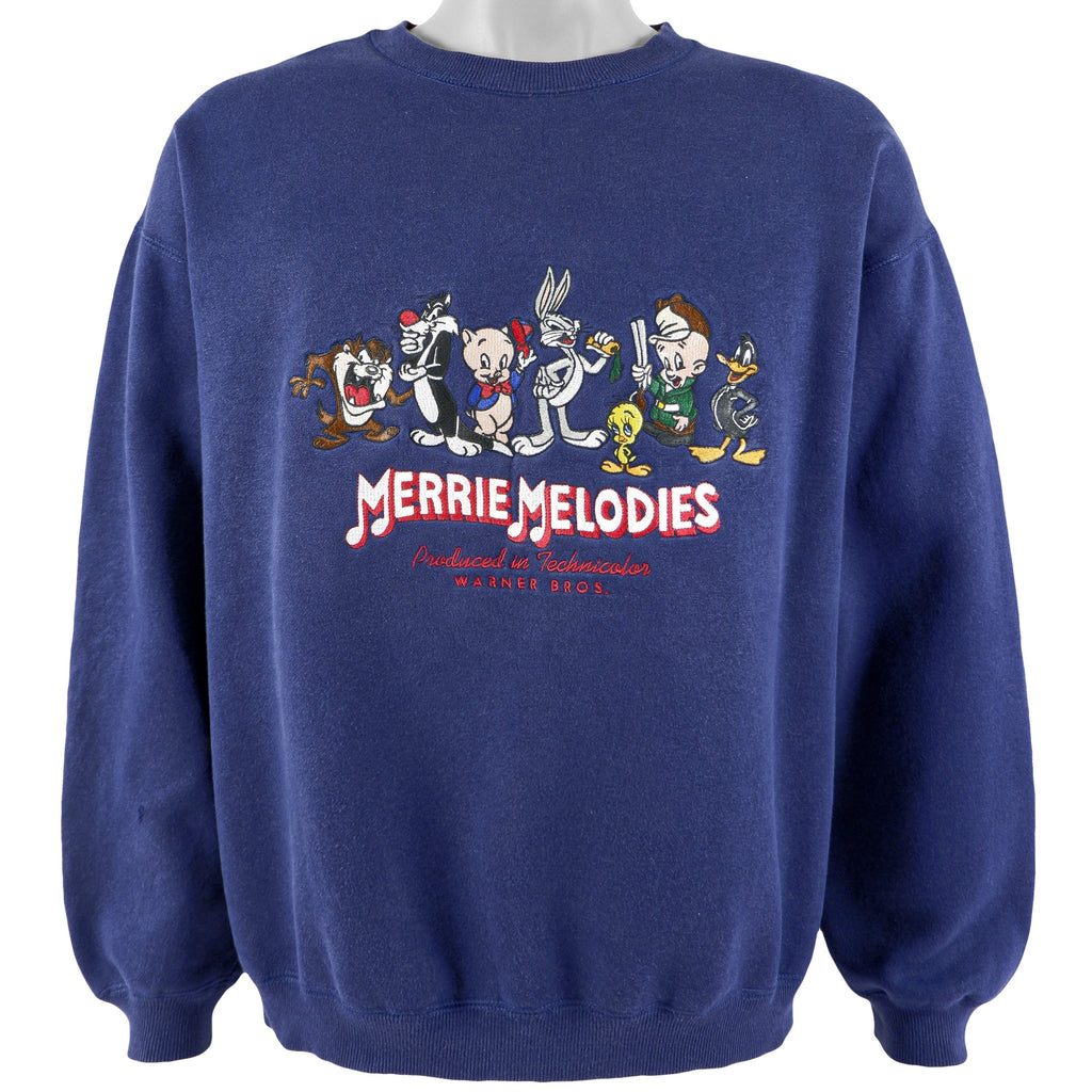 Looney Tunes - Merrie Melodies Crew Neck Sweatshirt 1990s X-Large Vintage Retro