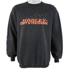 Harley Davidson - Black Spell-Out Sweatshirt 1990s Medium Vintage Retro