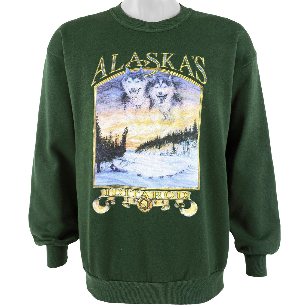 Vintage (Jerzees) - Alaskas Iditarod Crew Neck Sweatshirt 1990s Large Vintage Retro