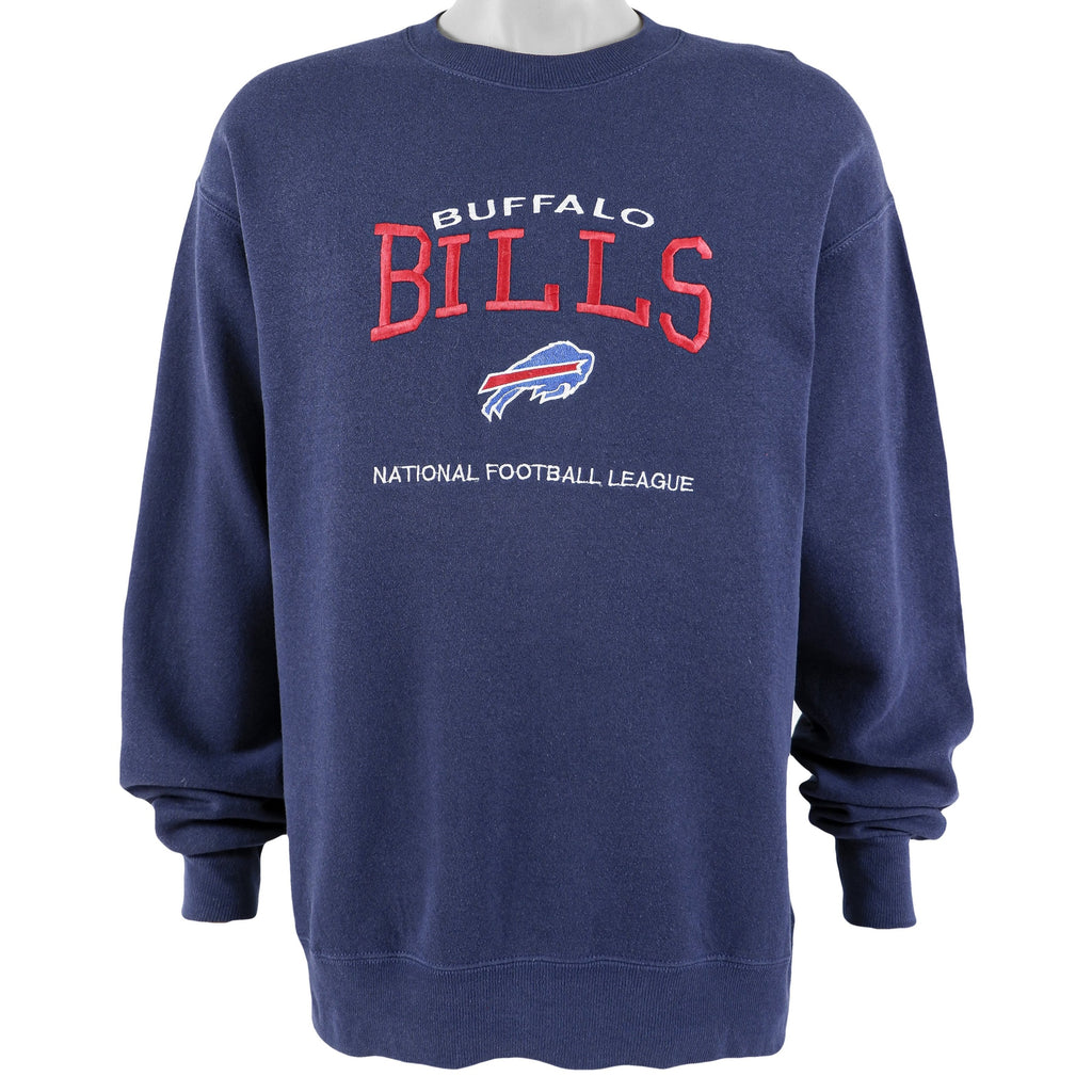NFL (Lee) - Blue Buffalo Bills Crew Neck Sweatshirt 1990s Large Vintage Retro Football