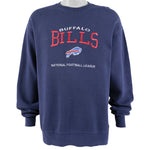 NFL (Lee) - Blue Buffalo Bills Crew Neck Sweatshirt 1990s Large Vintage Retro Football
