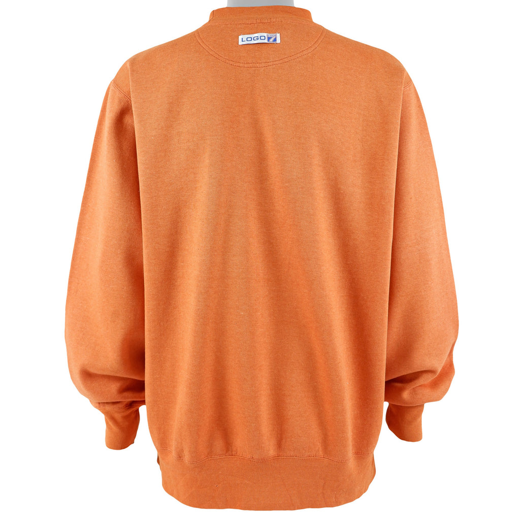 NFL (Logo 7) - Orange Denver Broncos Crew Neck Sweatshirt 1996 X-Large Vintage Retro Football