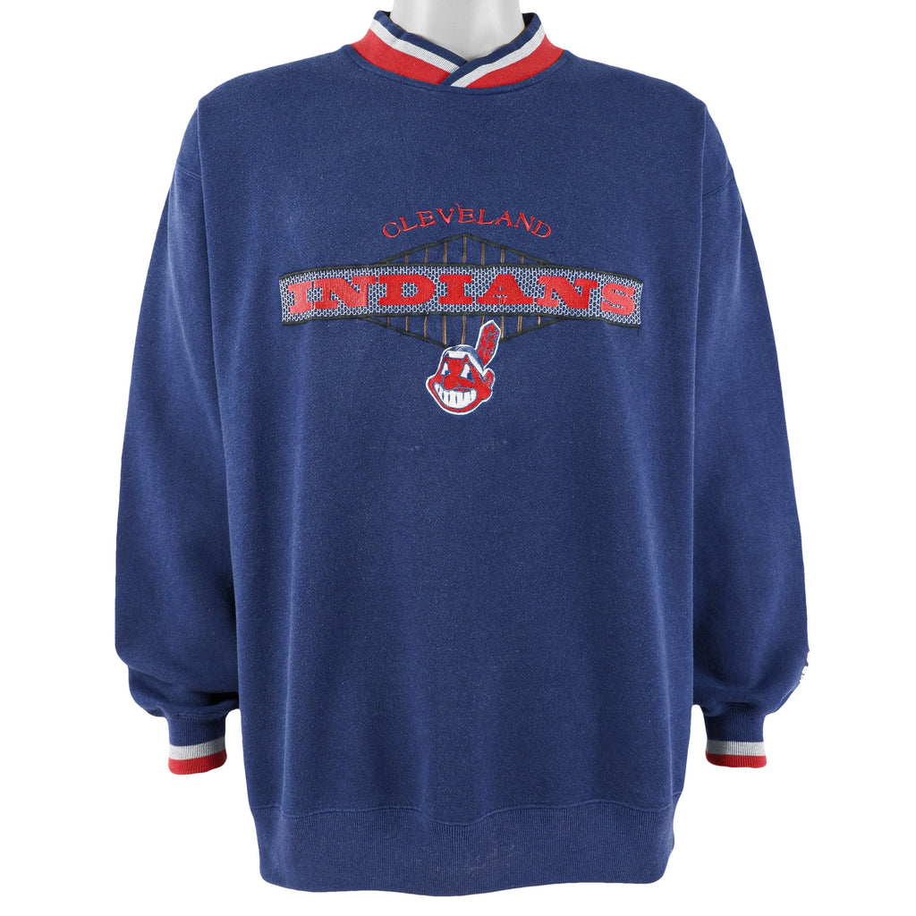Starter - Cleveland Indians V-Neck Sweatshirt 1990s Large Vintage Retro Baseball