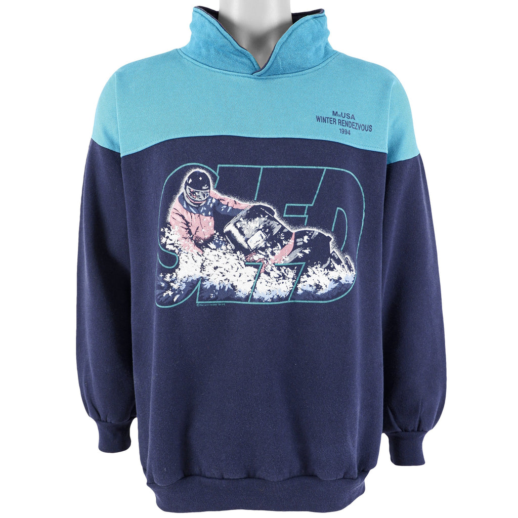 Vintage - Blue Minnesota USA Winter SLED Sweatshirt 1994 X-Large Vintage Retro