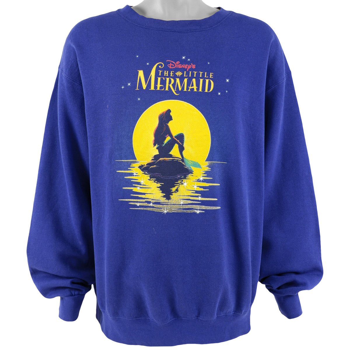 Disney - Blue The Little Mermaid Crew Neck Sweatshirt 1990s X-Large Vintage Retro