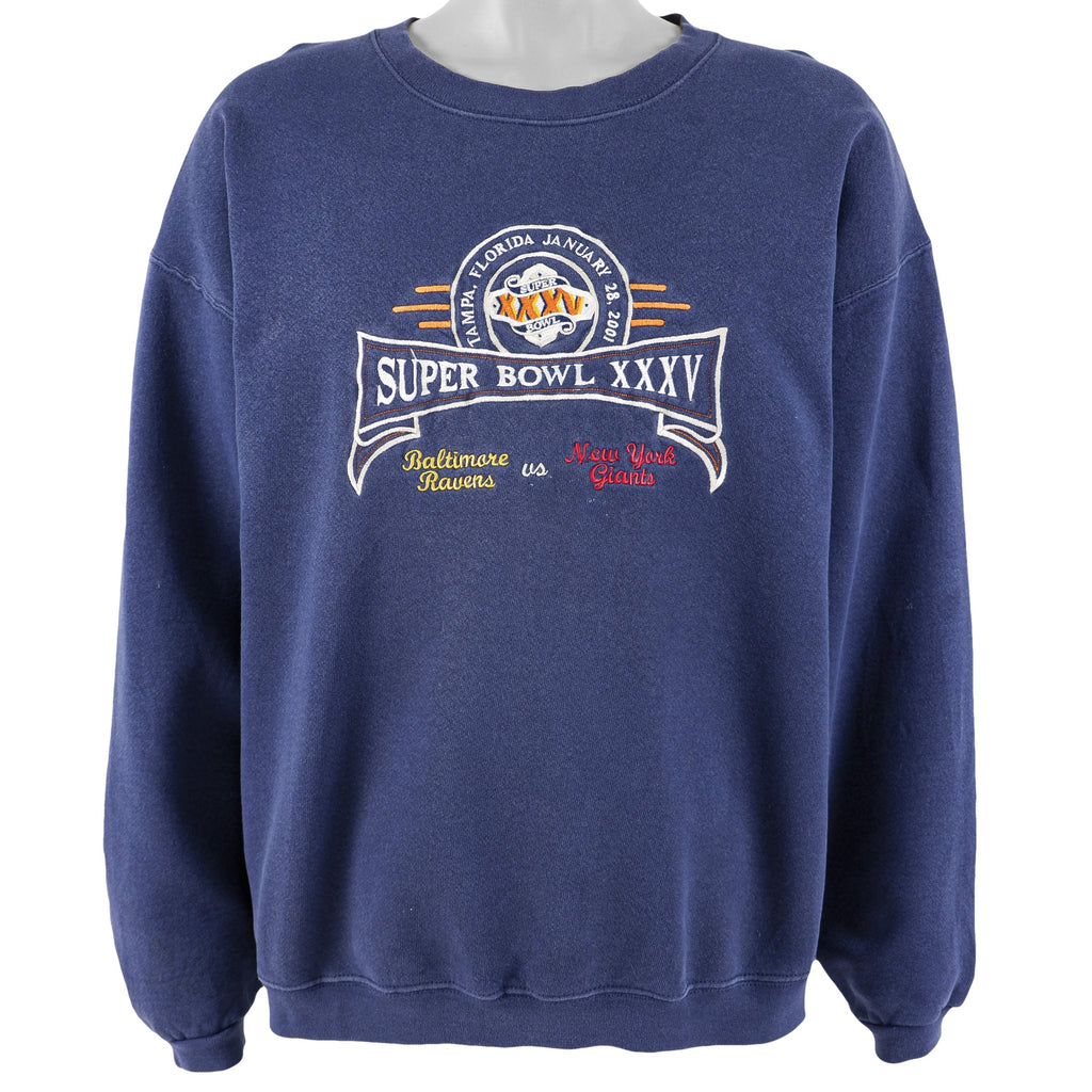 NFL (Dynasty) - Super Bowl Ravens VS Giant Crew Neck Sweatshirt 2001 X-Large Vintage Retro Football
