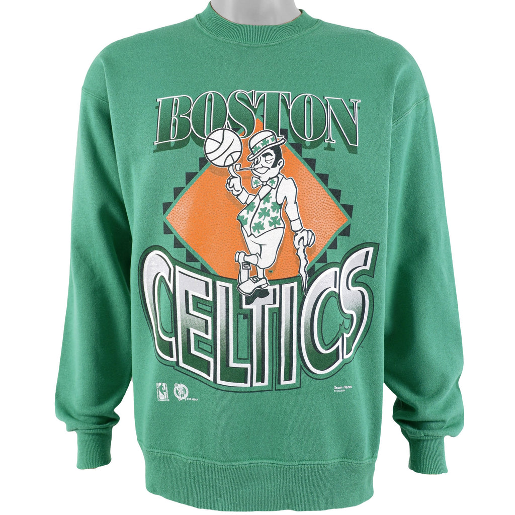 NBA (Hanes) - Boston Celtics Spell-Out Sweatshirt 1990s Large Vintage Retro Basketball