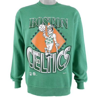 NBA (Hanes) - Boston Celtics Spell-Out Crew Neck Sweatshirt 1990s Large