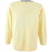 Guess - Yellow Spell-Out Crew Neck Sweatshirt 1990s Medium Vintage Retro