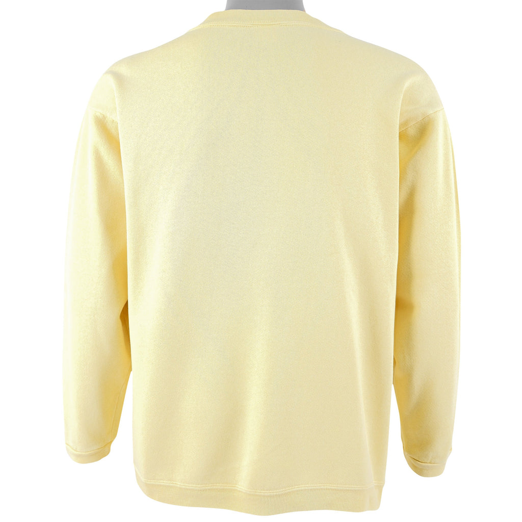 Guess - Yellow Spell-Out Crew Neck Sweatshirt 1990s Medium Vintage Retro