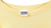 Guess - Yellow Spell-Out Crew Neck Sweatshirt 1990s Medium Vintage Retro