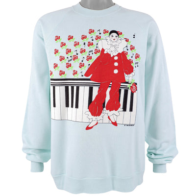 Vintage (Jerzees) - Piano Keys & Clown Crew Neck Sweatshirt 1989 X-Large