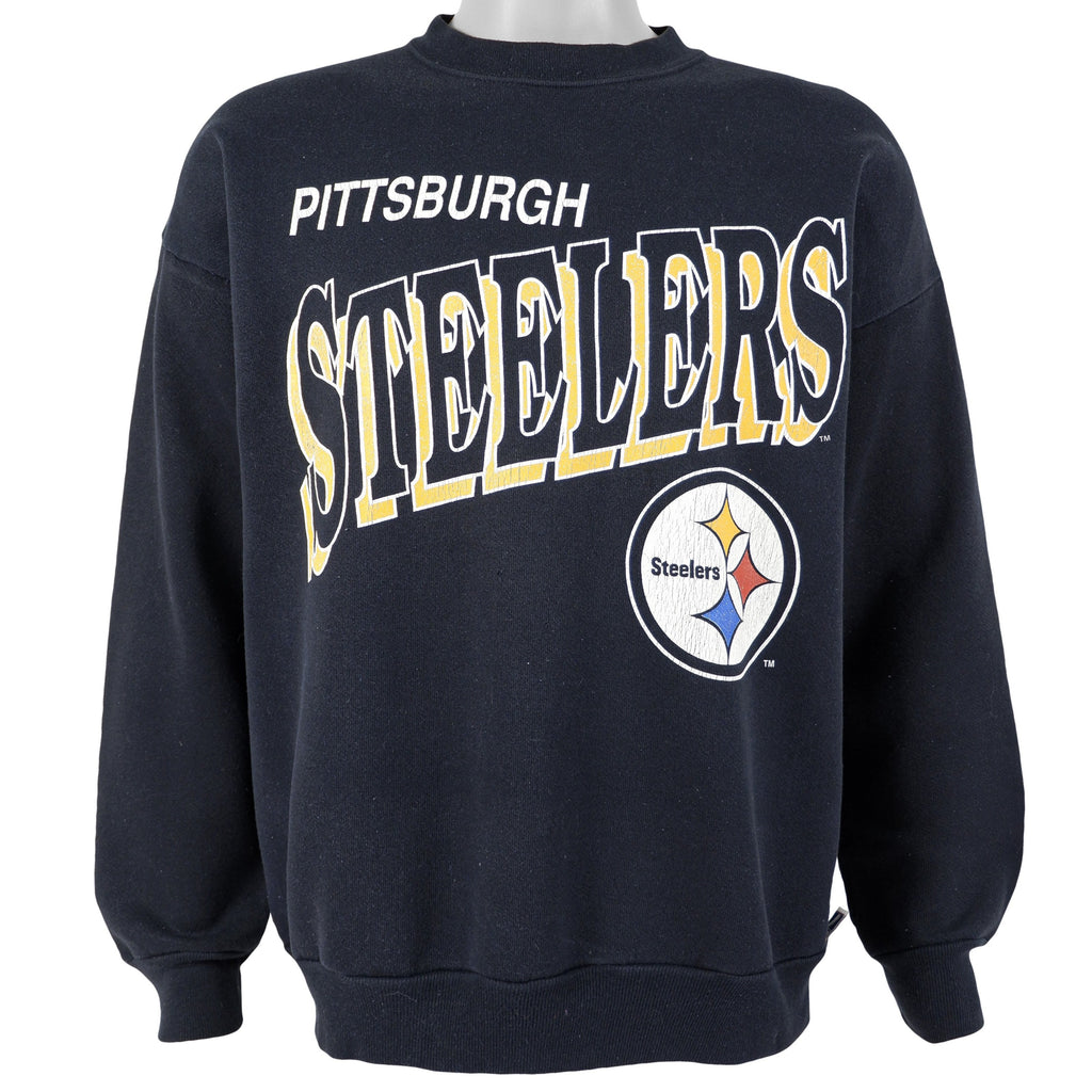 NFL (Logo 7) - Pittsburgh Steelers Crew Neck Sweatshirt 1990s Large Vintage Retro Football