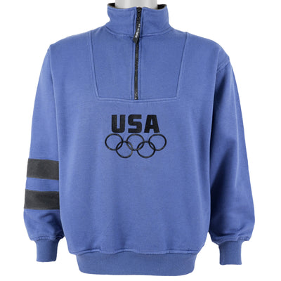 Vintage - USA Olympic Rings 1/4 Zip Sweatshirt 1990s Small