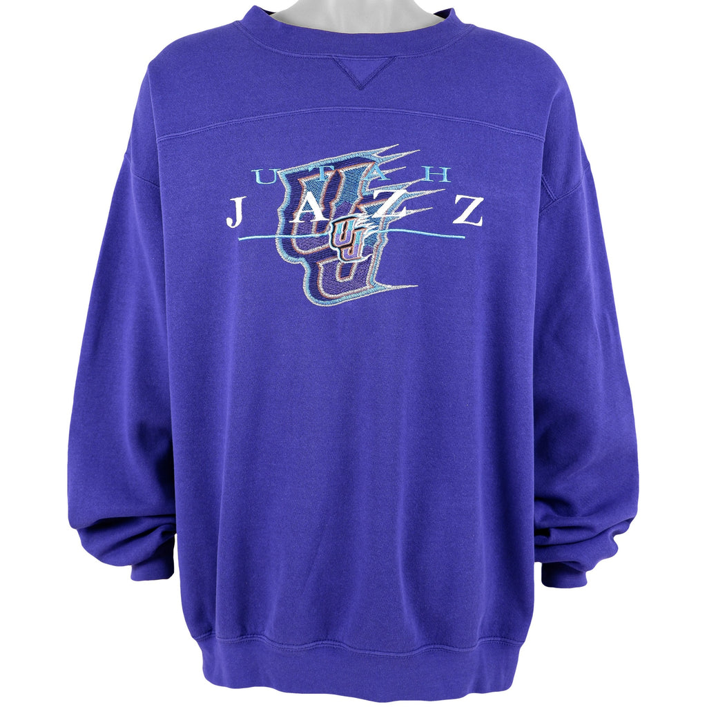 NBA (Lee) - Blue Utah Jazz Crew Neck Sweatshirt 1990s XX-Large Vintage Retro Basketball