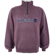 Timberland - Purple Spell-Out 1/4 Zip Sweatshirt 1990s Medium Vintage Retro 