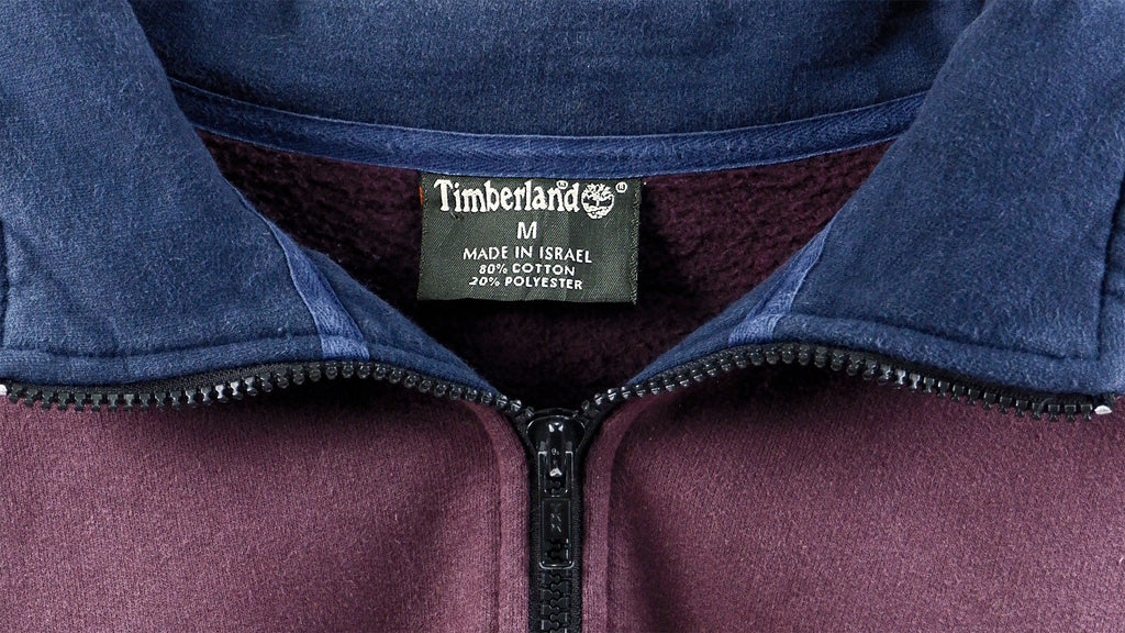 Timberland - Purple Spell-Out 1/4 Zip Sweatshirt 1990s Medium Vintage Retro 