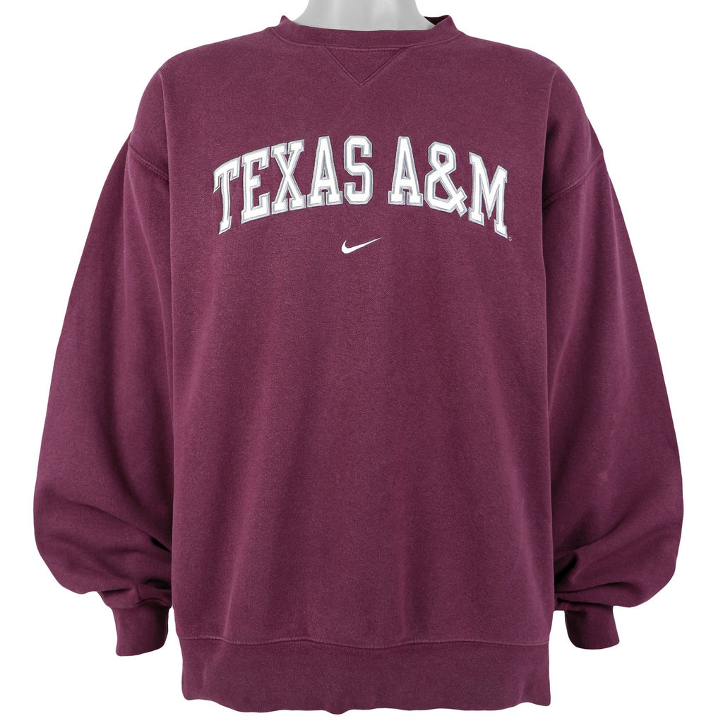 Nike - Red Texas A& M Spell-Out Crew Neck Sweatshirt 1990s XX-Large Vintage Retro
