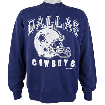NFL (Hanes) - Dallas Cowboys Spell-Out Crew Neck Sweatshirt 1990s Large