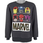 Marvel - Dark Grey Crew Neck Sweatshirt 1990s X-Large Vintage Retro