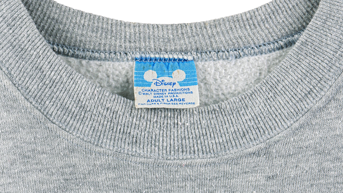 Disney - Grey Mickey Crew Neck Sweatshirt 1990s Large Vintage Retro
