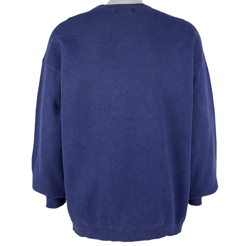 Looney Tunes - Blue Embroidered Crew Neck Sweatshirt 1990s X-Large Vintage Retro
