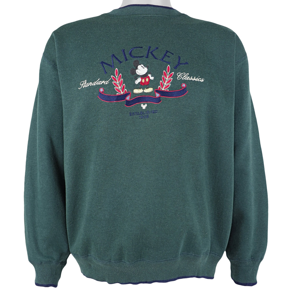 Disney - Mickey Embroidered Crew Neck Sweatshirt 1990s X-Large Vintage Retro