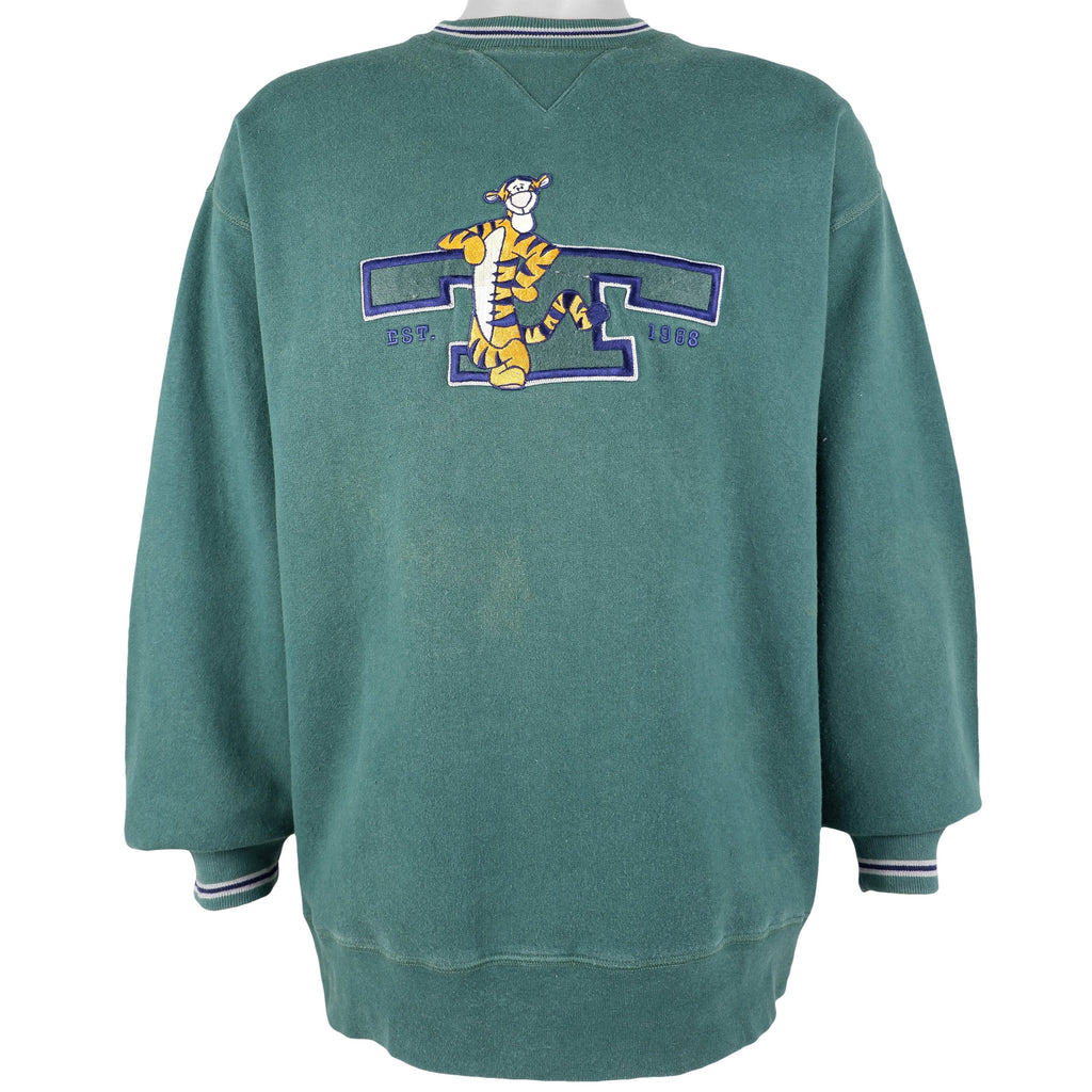 Disney - Green Tigger Embroidered Crew Neck Sweatshirt 1990s X-Large Vintage Retro