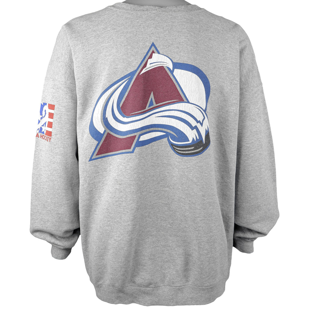 Starter - Colorado Avalanche Spell-Out Sweatshirt 1990s X-Large Vintage Retro Hockey