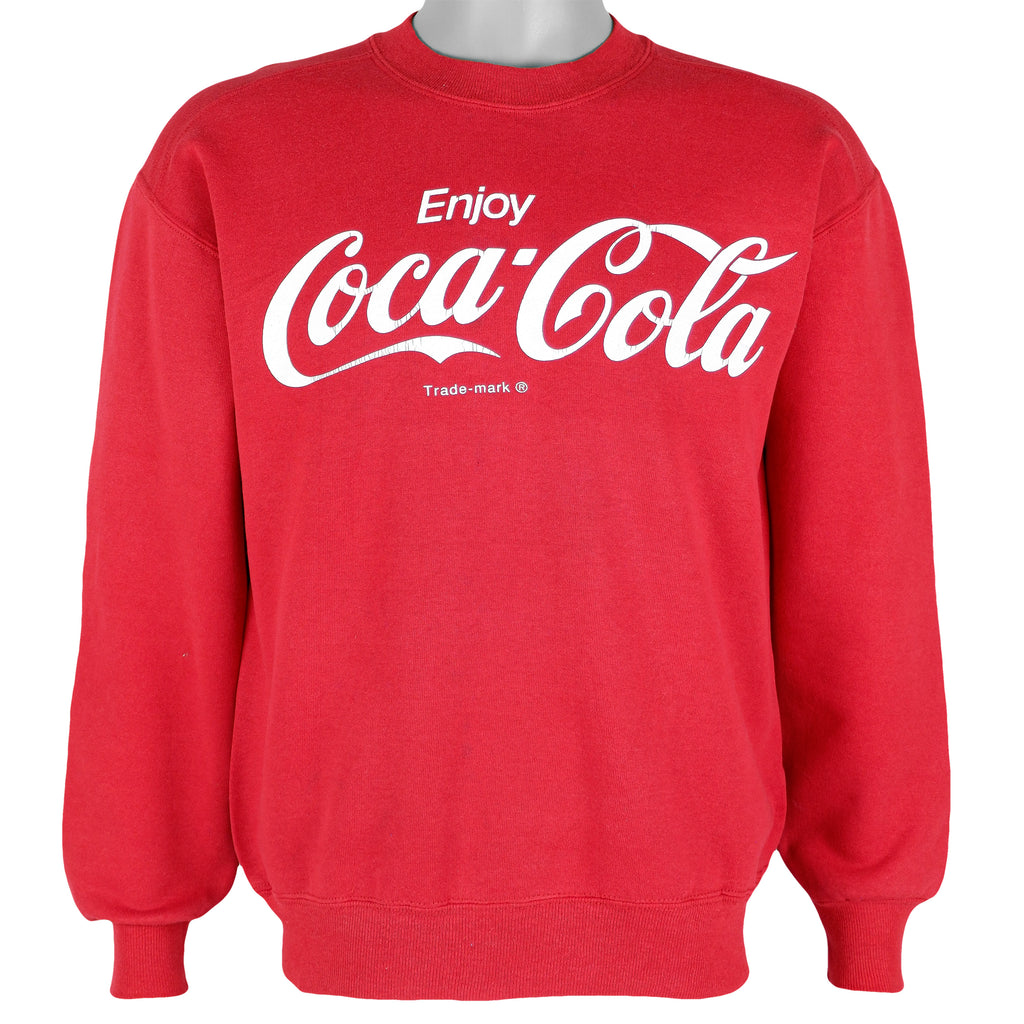 Vintage - Red Enjoy Coca-Cola Crew Neck Sweatshirt 1990s Medium Vintage Retro